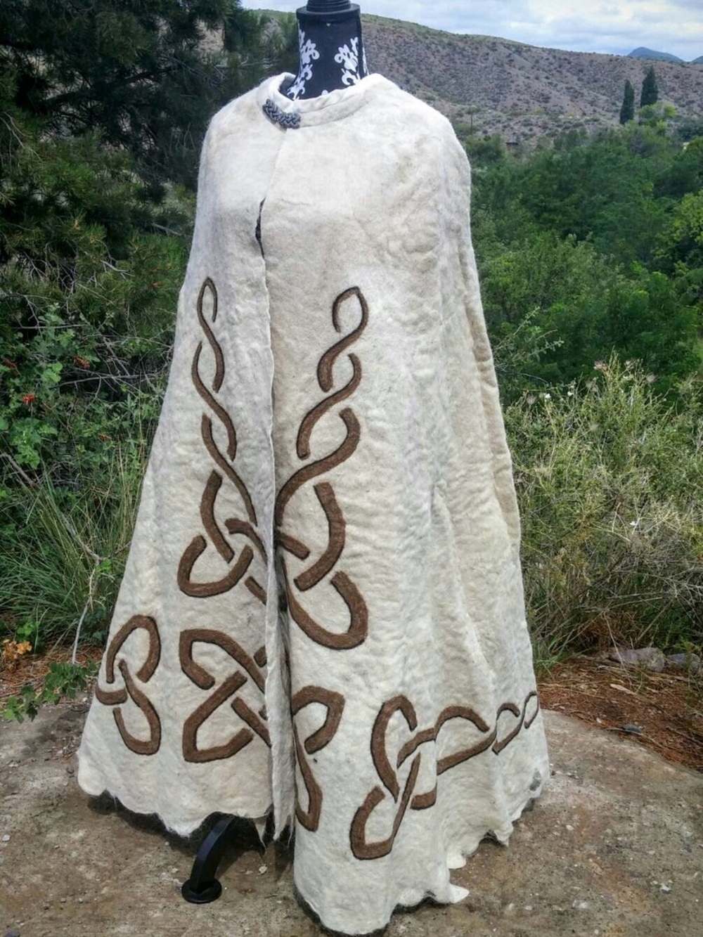 New OOAK Organic Felted Wool Celtic Knot Cloak/Cape | Sixe: OS